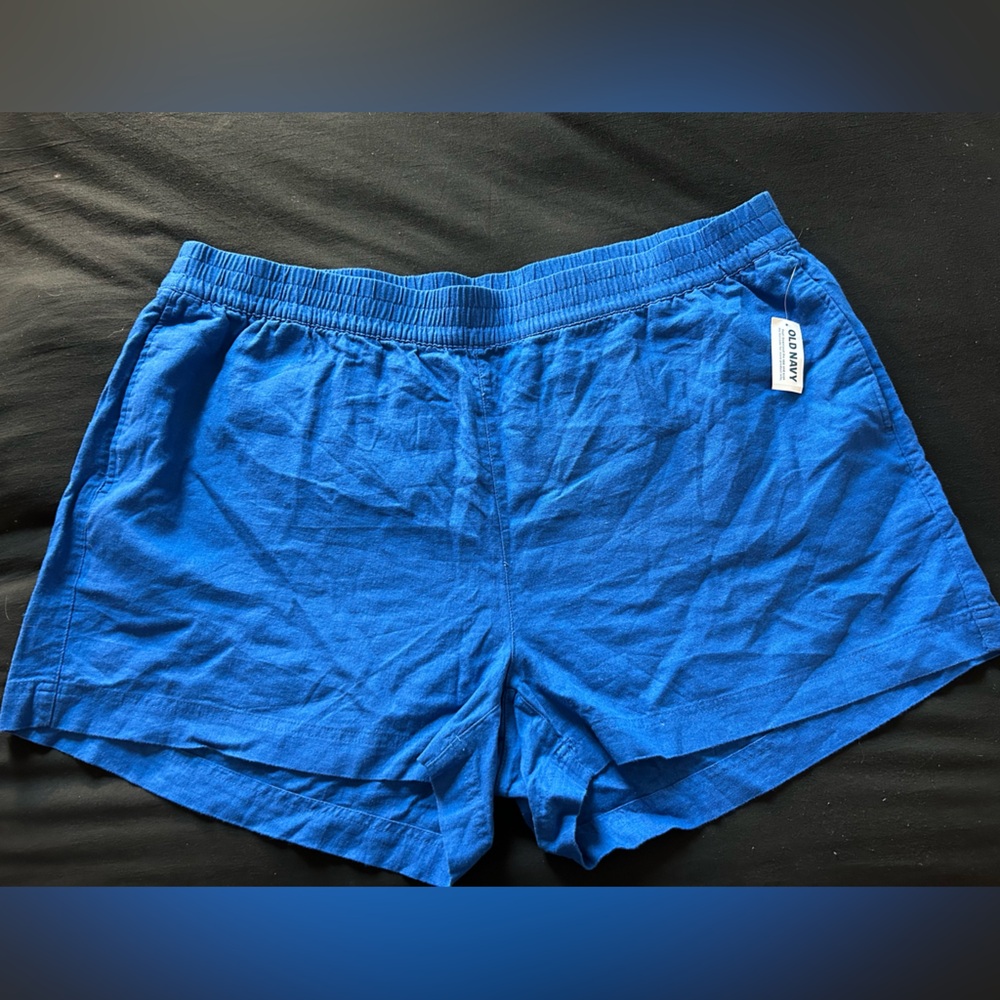Old Navy Linen Blue Shorts with Relaxed Fit